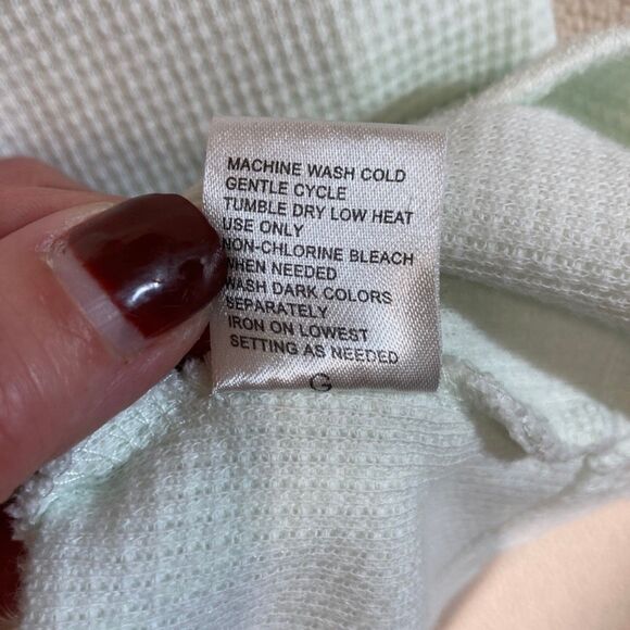 Miss Elaine Bath Robe Med Mint Green‎ Waffle Knit Embroidered Cottagecore Granny - Picture 7 of 11